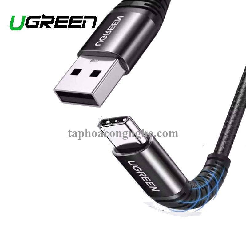 Ugreen 70559 25cm QC3.0 cáp USB A ra Type C dây dù siêu bền đầu nhôm chống gãy 0.25M US301 30070559